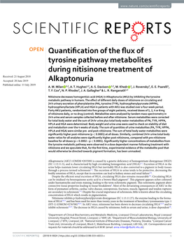 Quantification of the Flux of Tyrosine Pathway Metabolites During Nitisinone Treatment of Alkaptonuria