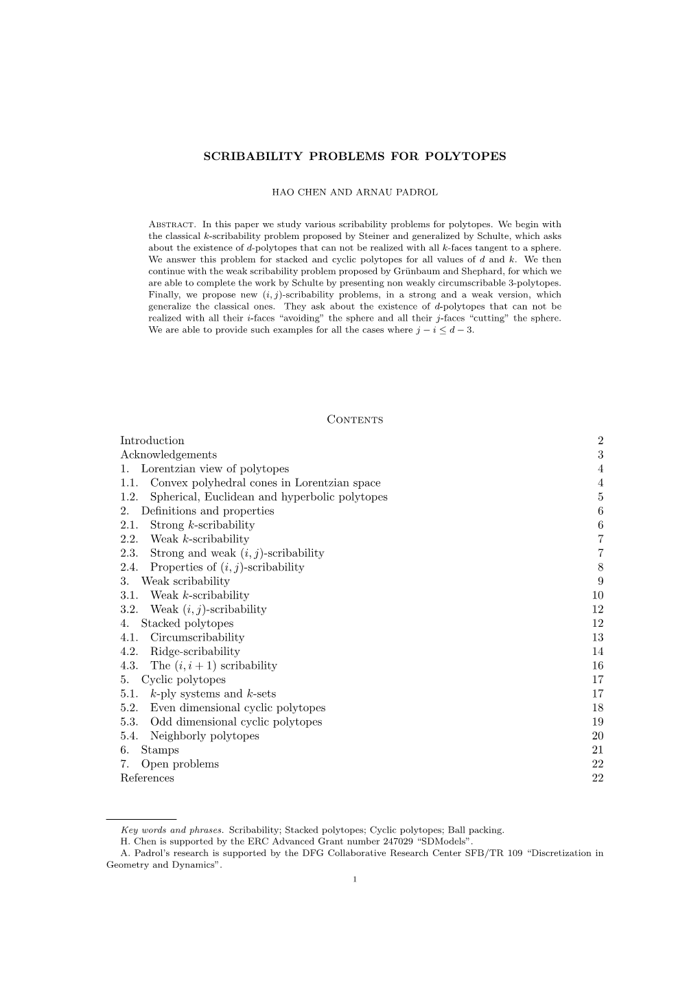 Scribability Problems for Polytopes