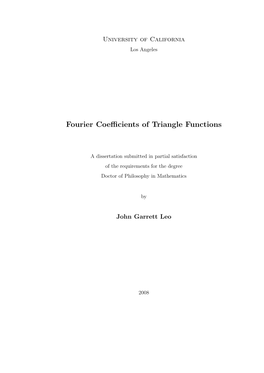 Fourier Coefficients of Triangle Functions