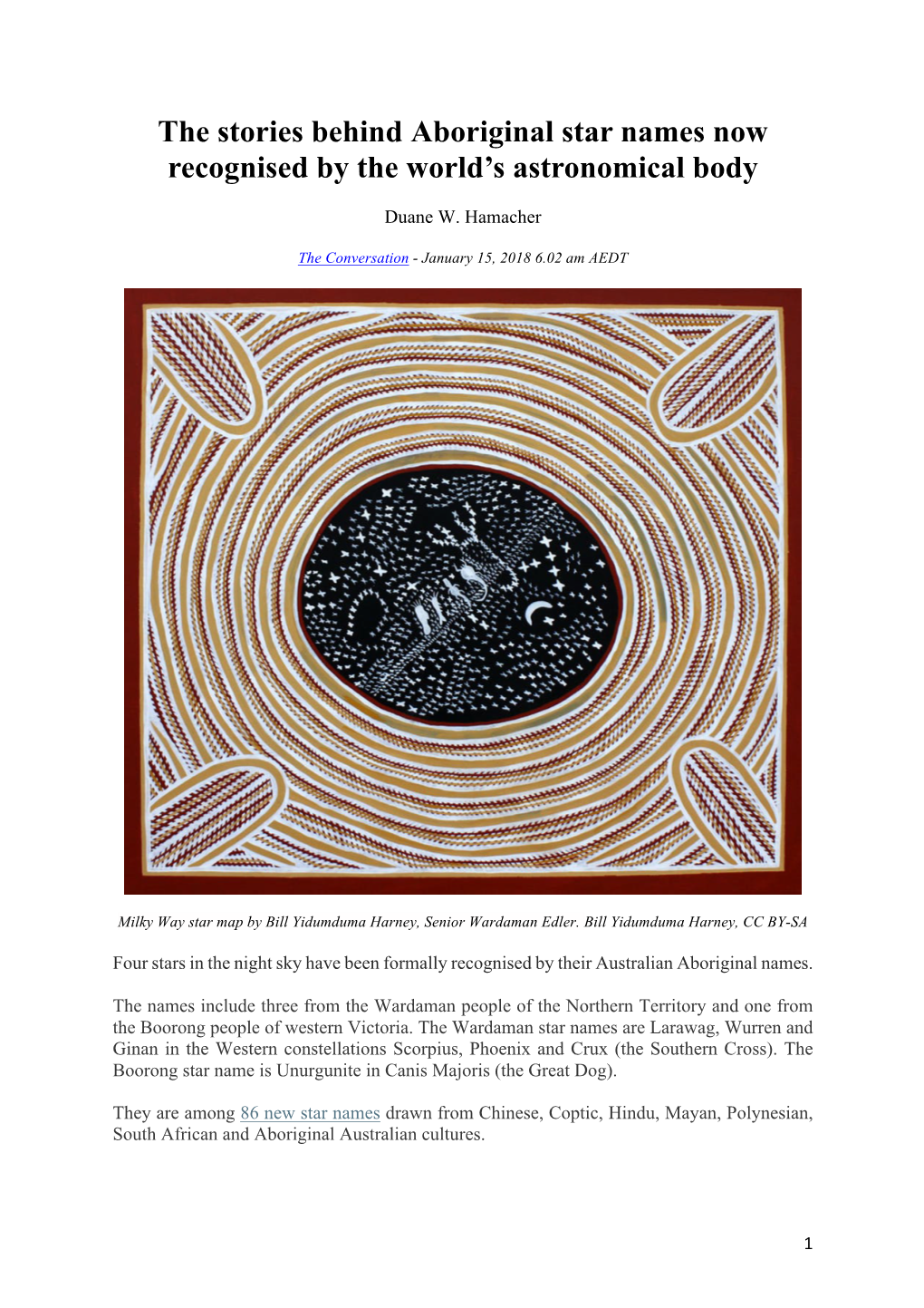 The Stories Behind Aboriginal Star Names Now Recognised by the World's Astronomical Body