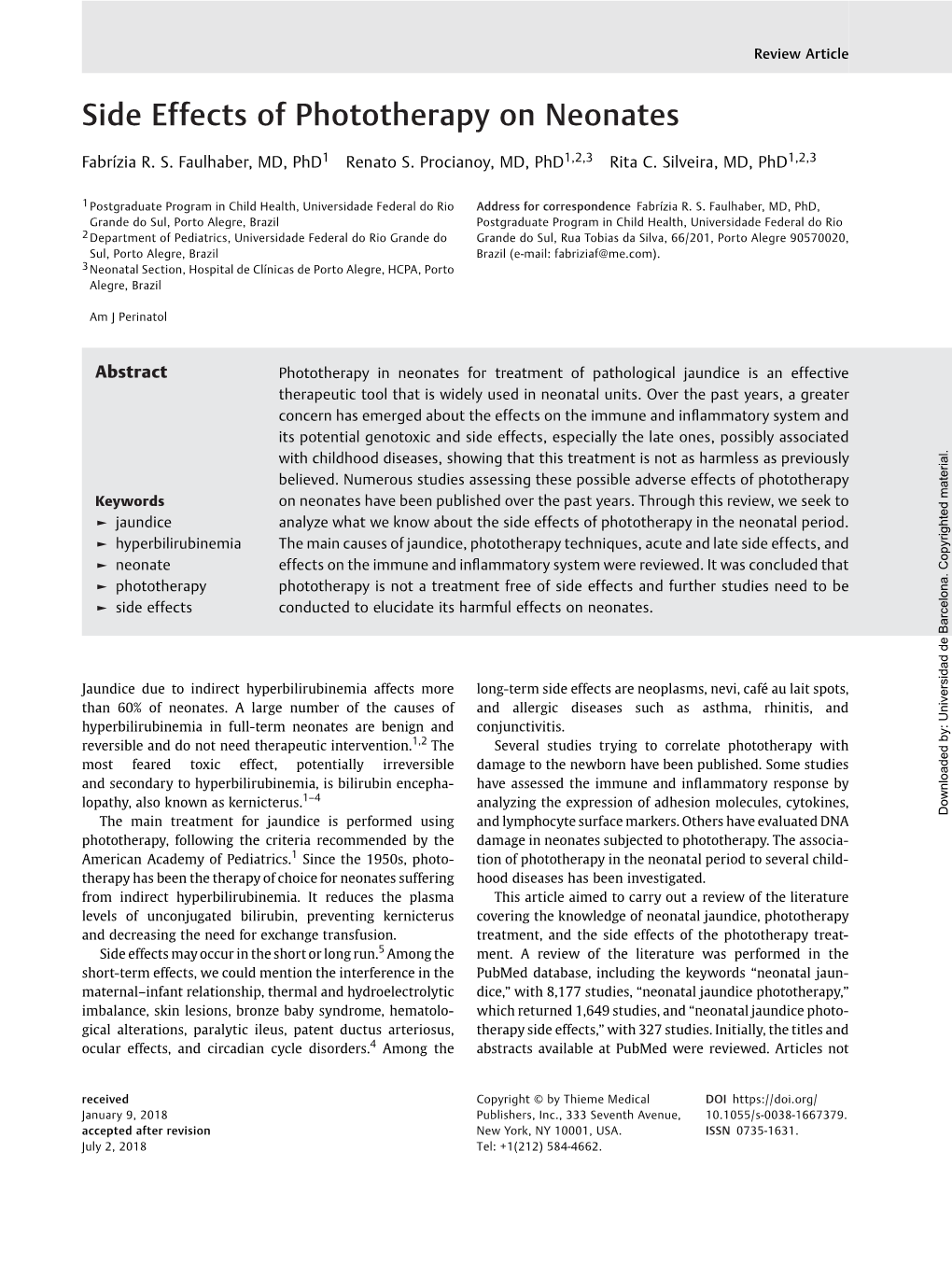 Side Effects of Phototherapy on Neonates