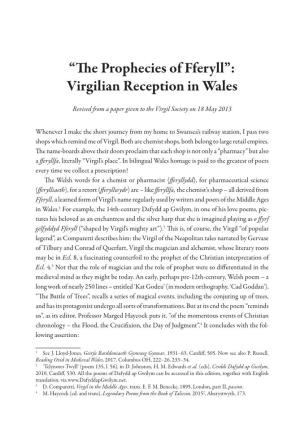 “The Prophecies of Fferyll”: Virgilian Reception in Wales