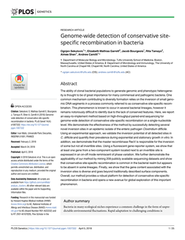 Genome-Wide Detection of Conservative Site- Specific Recombination in Bacteria
