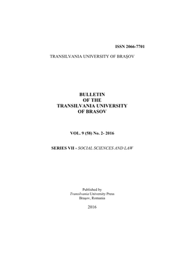 Bulletin of the Transilvania University of Brasov
