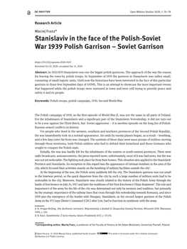 Stanislaviv in the Face of the Polish-Soviet War 1939 Polish Garrison – Soviet Garrison