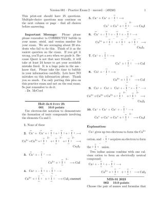 Version 001 – Practice Exam 2 – Mccord – (49230) 1 This Print-Out