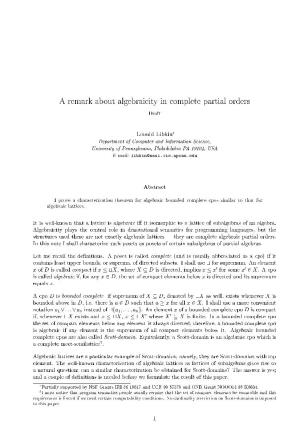 A Remark About Algebraicity in Complete Partial Orders