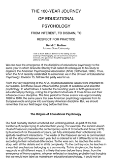 The 100-Year Journey of Educational Psychology