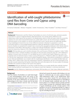 Identification of Wild-Caught Phlebotomine Sand Flies from Crete