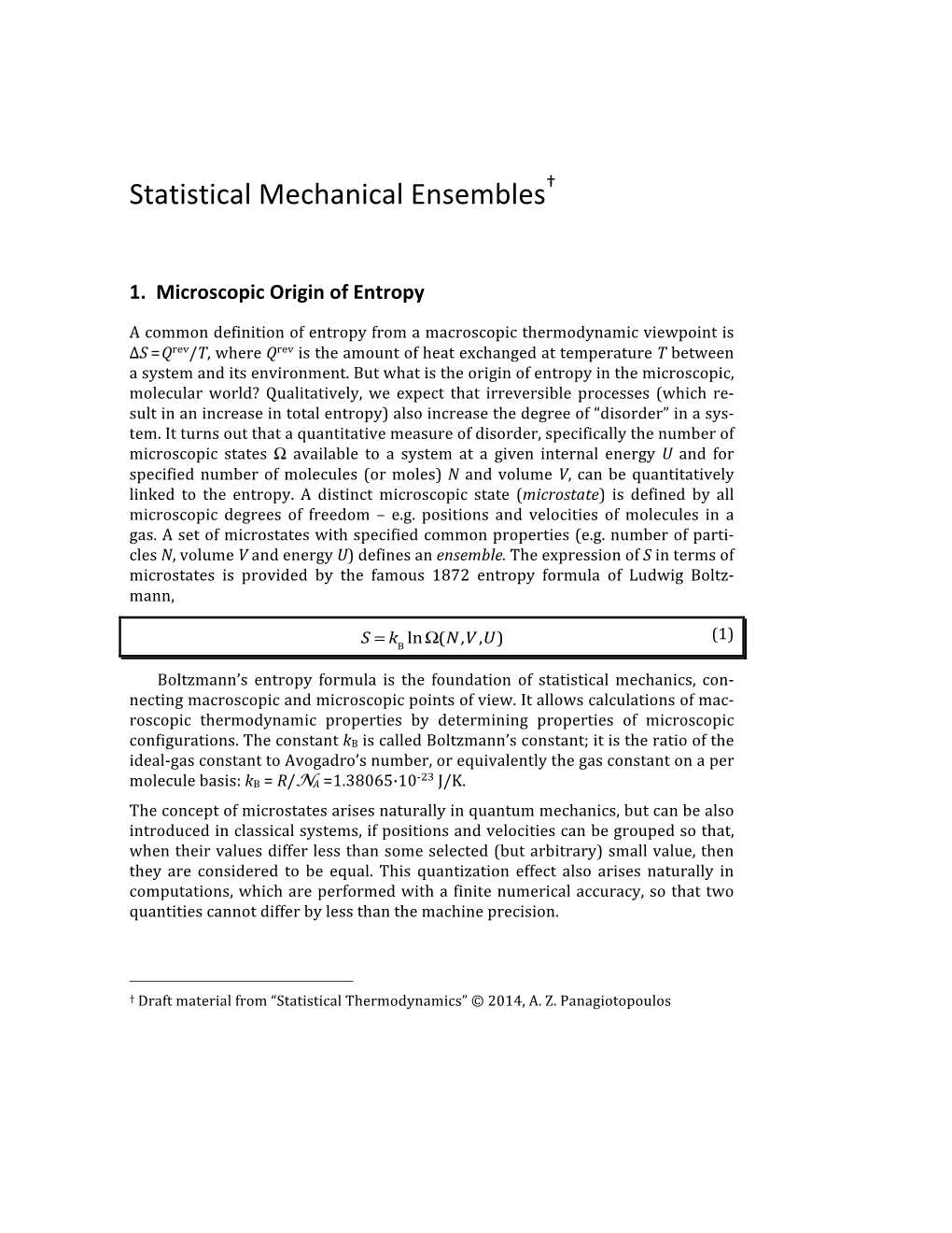 Statistical Mechanical Ensembles†