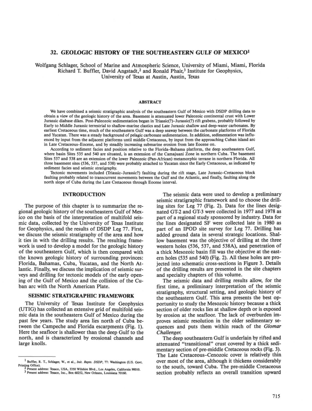 32. Geologic History of the Southeastern Gulf of Mexico1