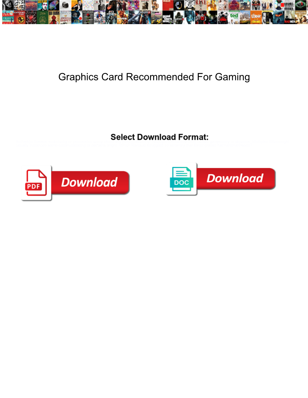 Graphics Card Recommended for Gaming