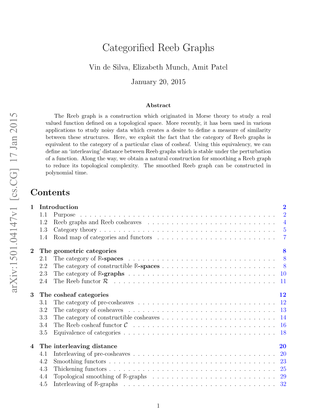 Categorified Reeb Graphs Arxiv:1501.04147V1 [Cs.CG]