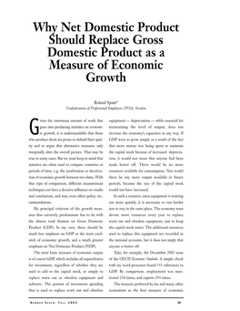 Why Net Domestic Product Should Replace Gross Domestic Product As a Measure of Economic Growth