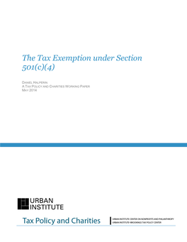 The Tax Exemption Under Section 501(C)(4)