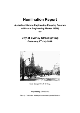City of Sydney Streetlighting Centenary, 8Th July 2004