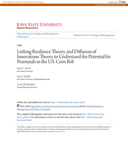 Linking Resilience Theory and Diffusion of Innovations Theory to Understand the Potential for Perennials in the U.S