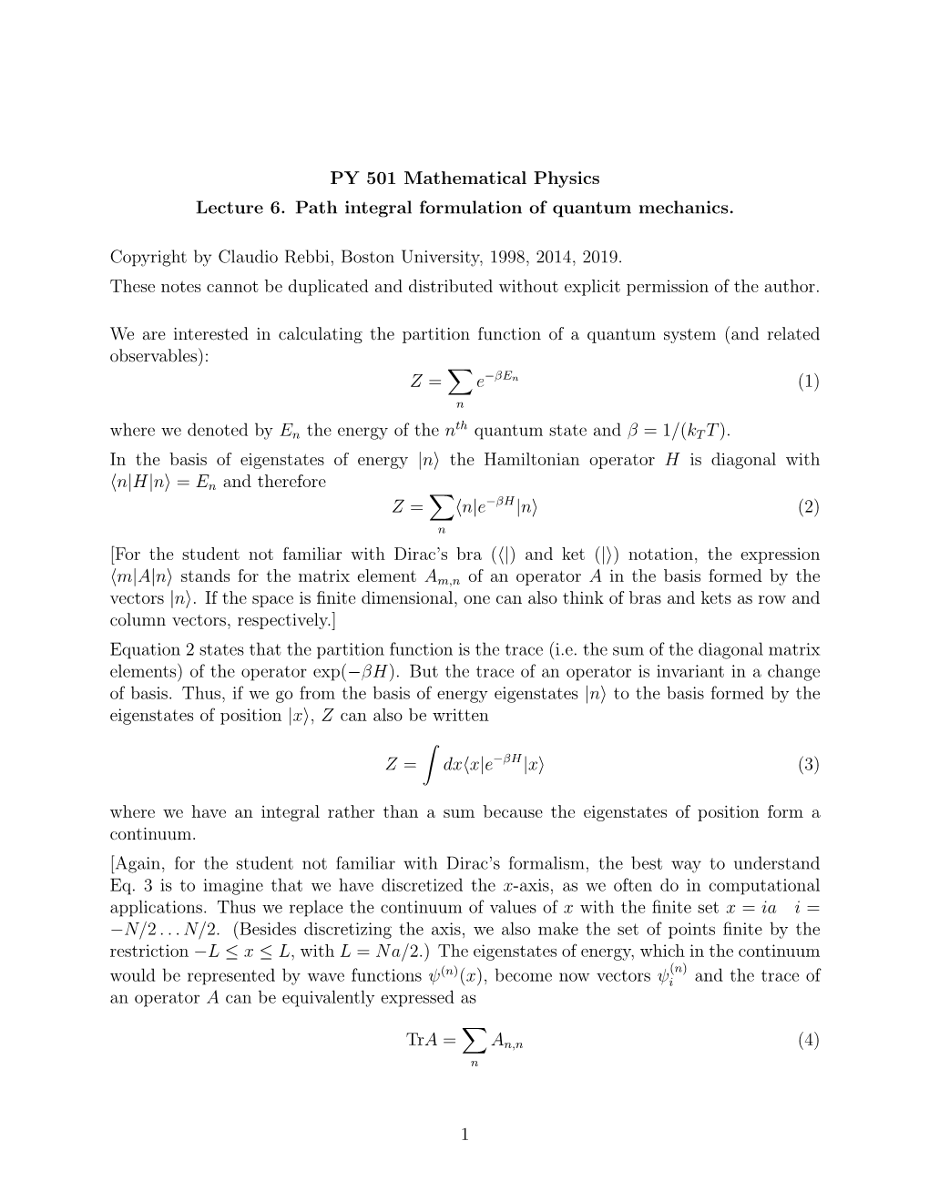 Path Integral Formulation of Quantum Mechanics