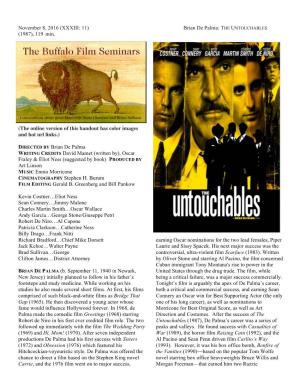 (XXXIII: 11) Brian De Palma: the UNTOUCHABLES (1987), 119 Min