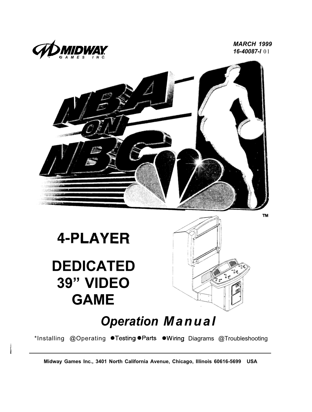 NBA on NBC 4 Player Dedicated 39 Video Game Manual