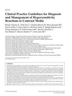 Clinical Practice Guidelines for Diagnosis and Management Of