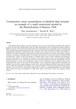 Construction Versus Accumulation in Phylloid Algal Mounds: an Example of a Small Constructed Mound in the Pennsylvanian of Kansas, USA