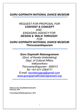 Guru Gopinath National Dance Museum Request For
