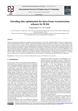 Encoding Time Optimization for Intra-Frame Reconstruction Schemes for H.264