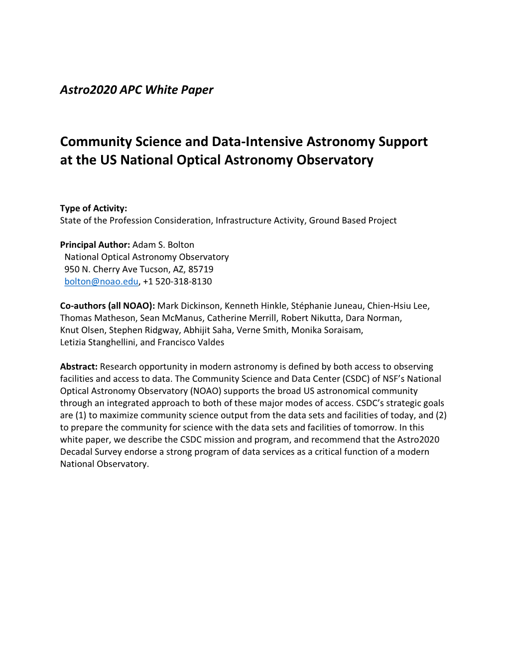 Community Science and Data-Intensive Astronomy Support at the US National Optical Astronomy Observatory