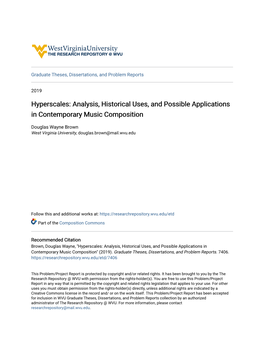 Hyperscales: Analysis, Historical Uses, and Possible Applications in Contemporary Music Composition