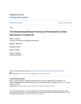 The Relationship Between Promise and Performance in State Intervention in Family Life