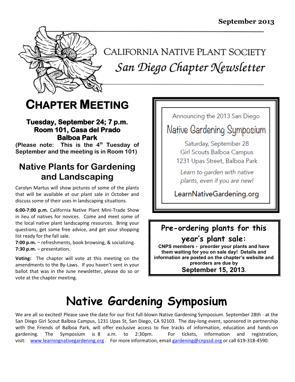 Native Gardening Symposium We Are All So Excited! Please Save the Date for Our First Full-Blown Native Gardening Symposium