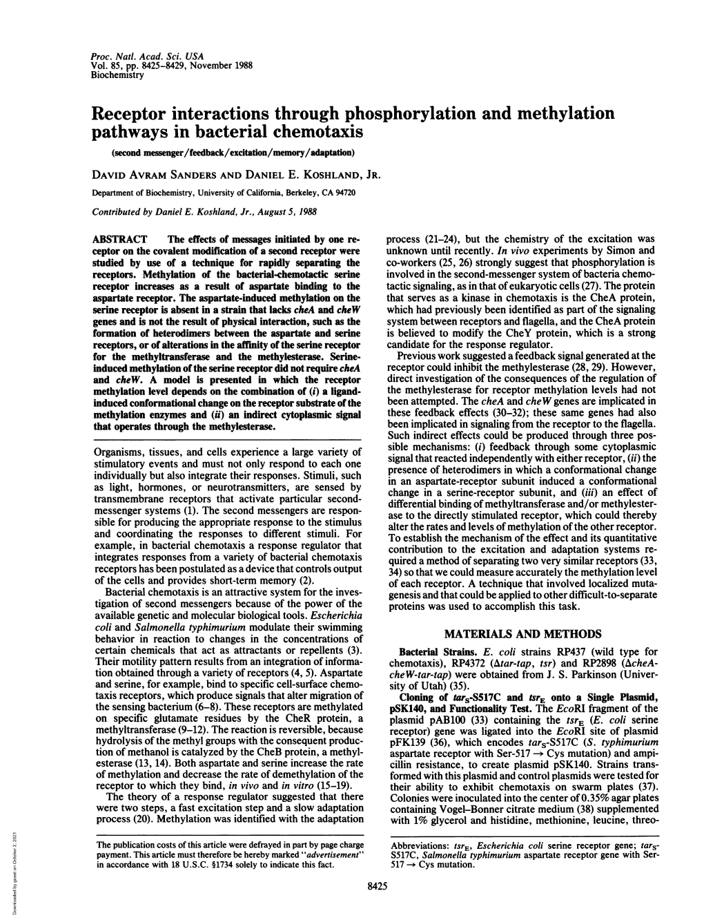 Receptor Interactions Through Phosphorylation And