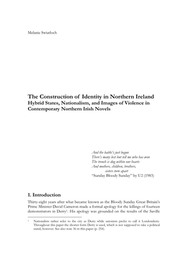 The Construction of Identity in Northern Ireland Hybrid States, Nationalism, and Images of Violence in Contemporary Northern Irish Novels