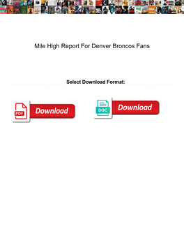 Mile High Report for Denver Broncos Fans