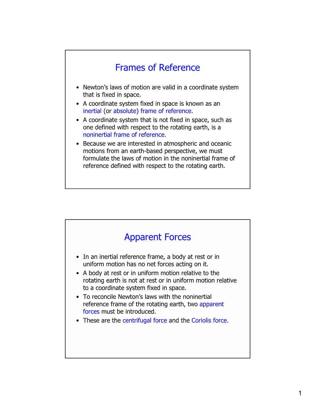 Frames of Reference Apparent Forces