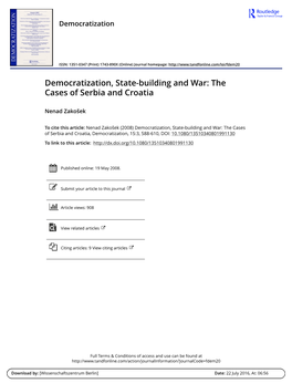 Democratization, State-Building and War: the Cases of Serbia and Croatia
