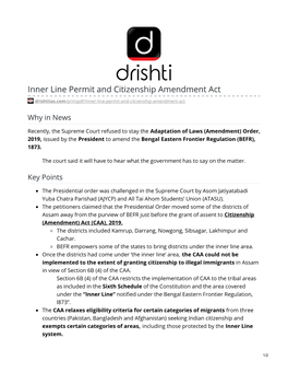Inner Line Permit and Citizenship Amendment Act