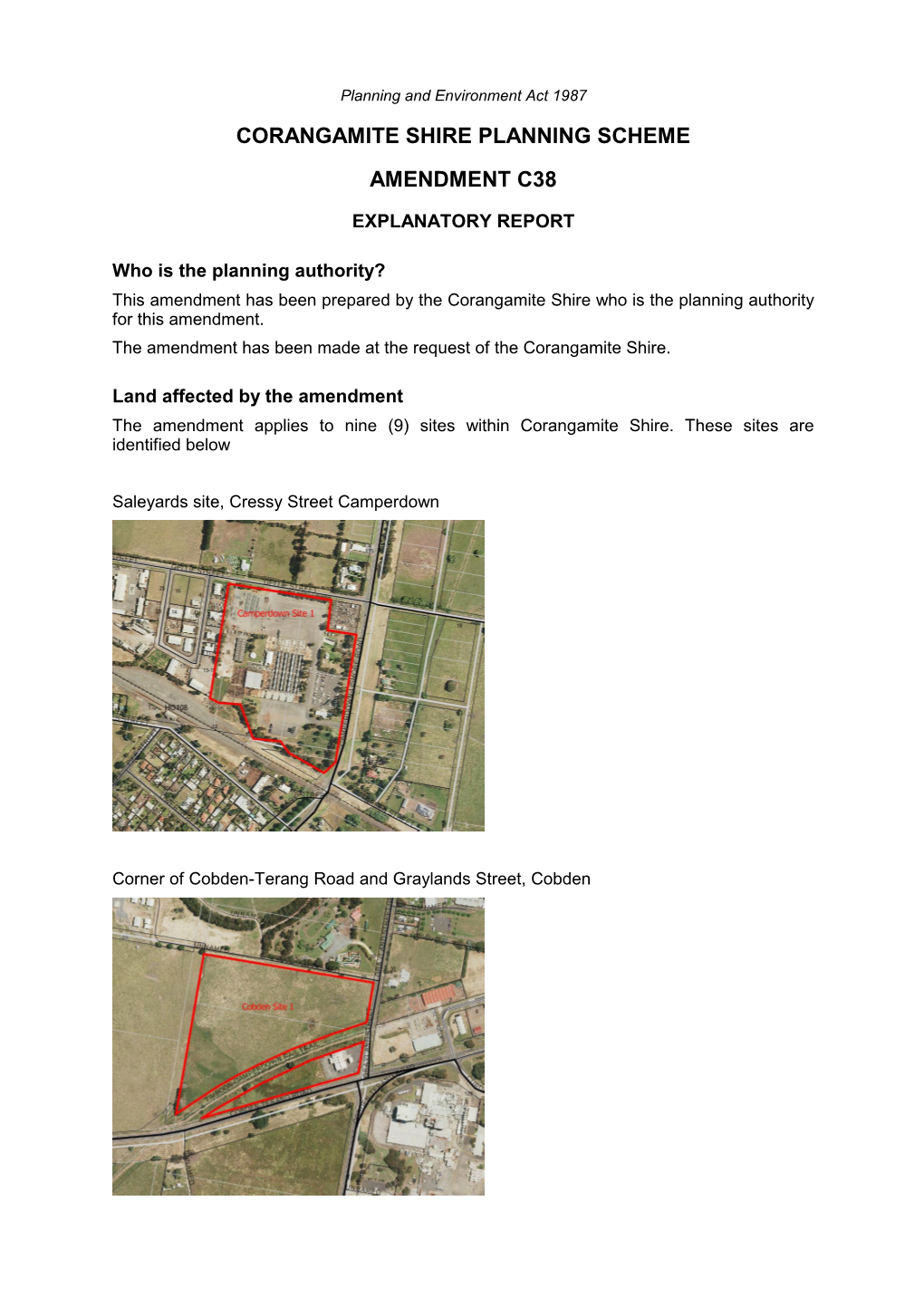 Corangamite Shire Planning Scheme Amendment