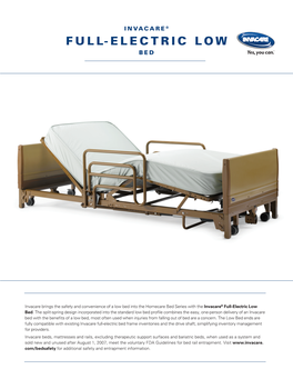 Invacare Full-Electric Low Bed Product Information