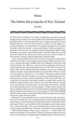 The Online Encyclopedia of New Zealand TE ARA