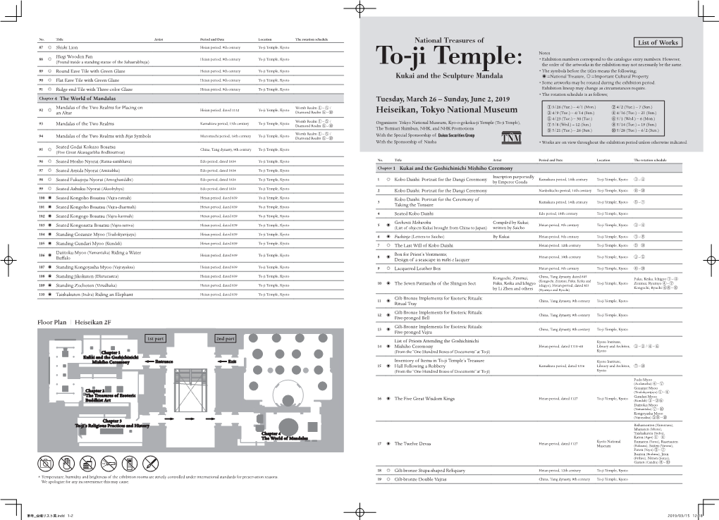 [Art List of Works] Special Exhibition: National Treasures of To-Ji Temple; Kukai and the Sculpture Mandala
