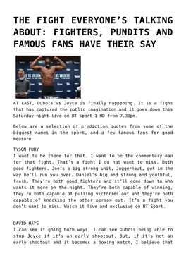 Fighters, Pundits and Famous Fans Have Their Say