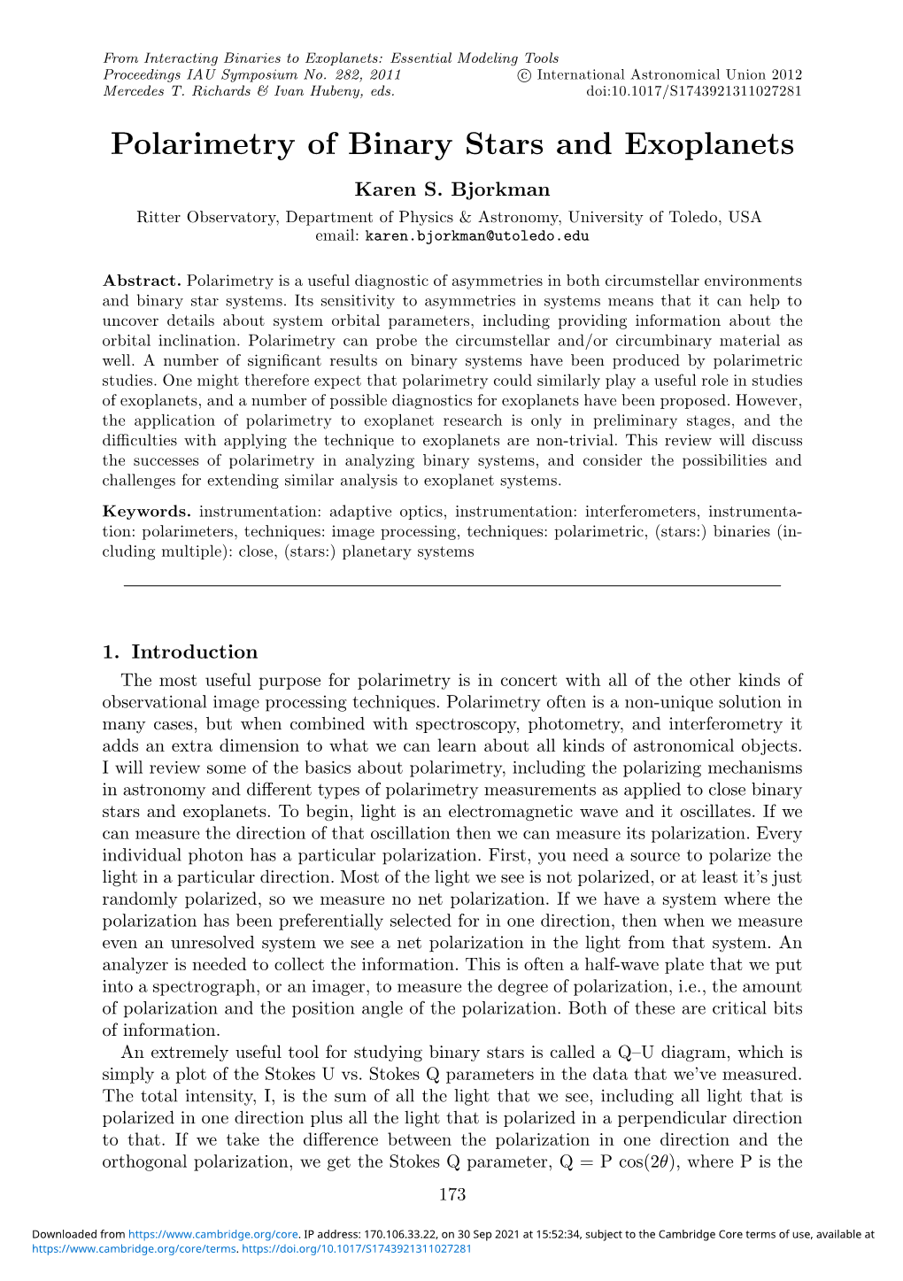 Polarimetry of Binary Stars and Exoplanets Karen S