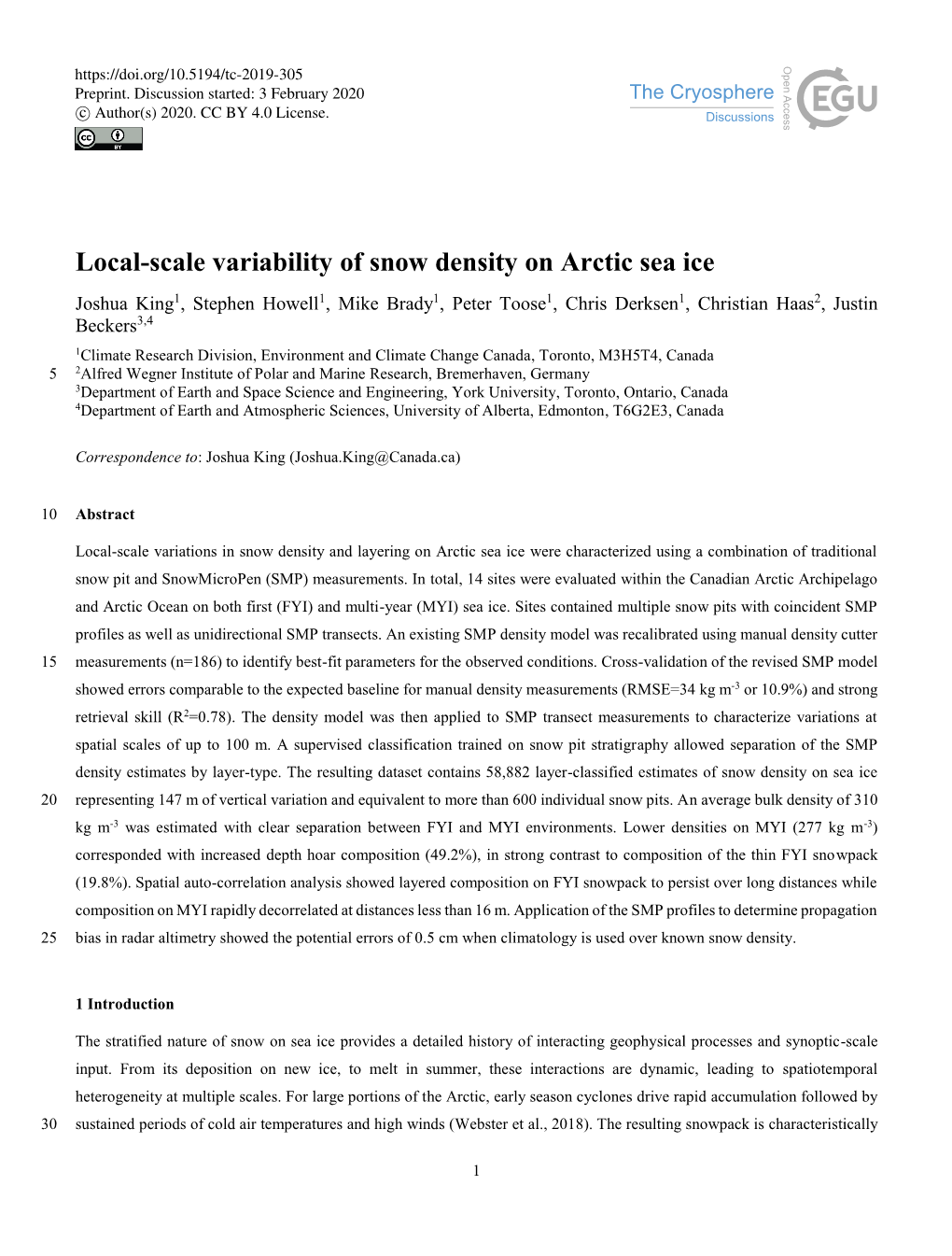 Local-Scale Variability of Snow Density on Arctic Sea