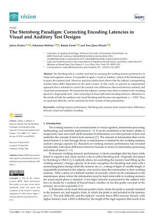 The Sternberg Paradigm: Correcting Encoding Latencies in Visual and Auditory Test Designs