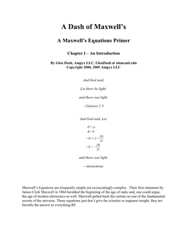 A Maxwell's Equations Primer