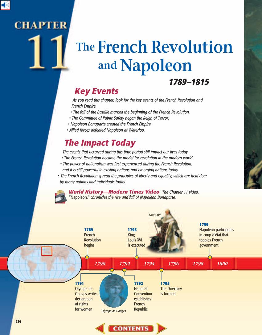 The French Revolution and Napoleon 1789–1815 Key Events As You Read This Chapter, Look for the Key Events of the French Revolution and French Empire