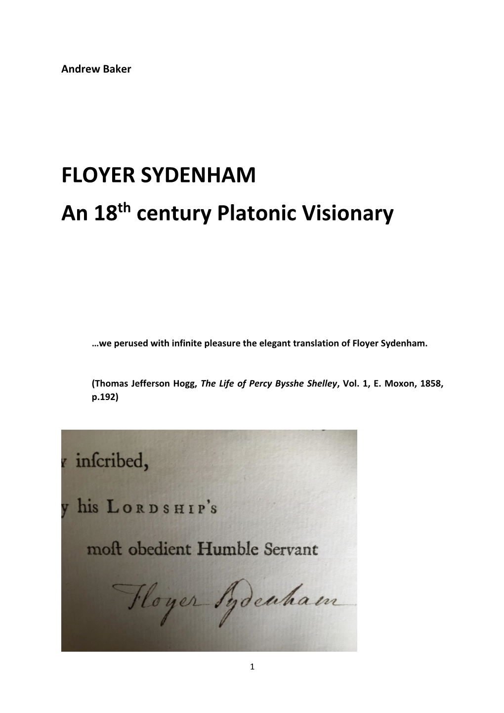 Floyer Sydenham 13092020