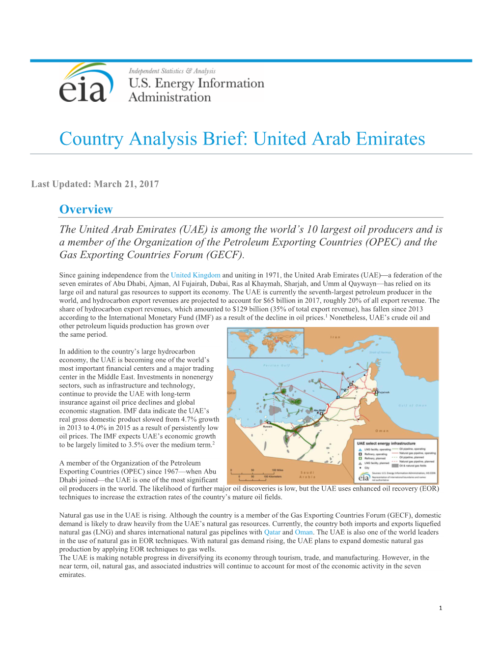 Country Analysis Brief: United Arab Emirates